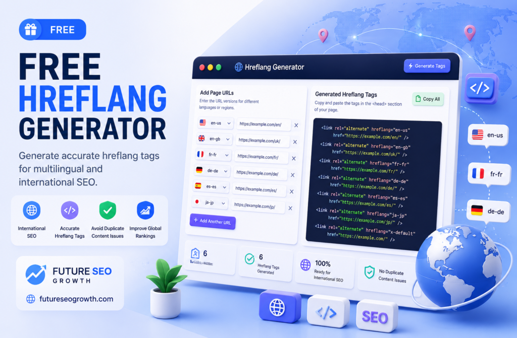 Hreflang tag generator creating correct hreflang tags for a multilingual and multi region website